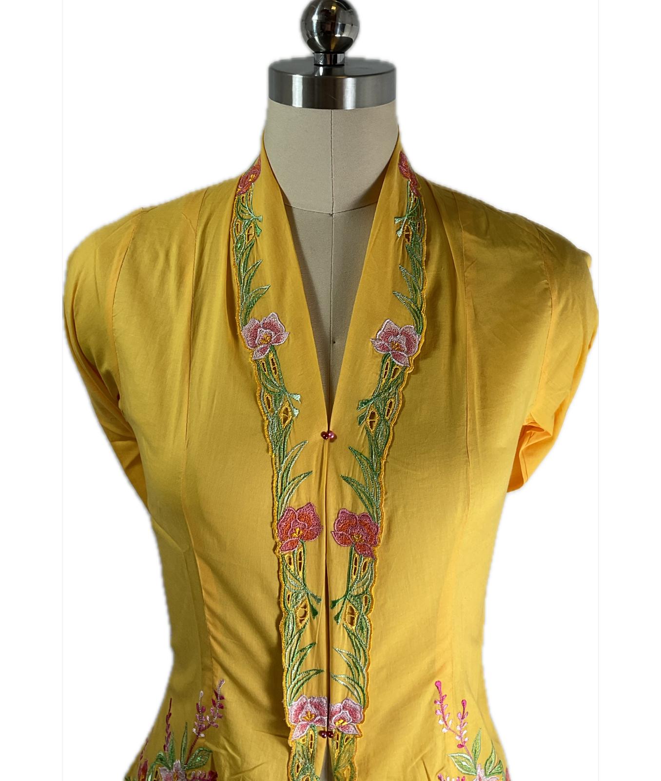 Standard Peranakan Top SPT-S-YELLOW-A6005