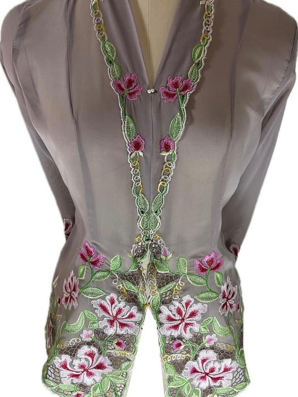 Standard Peranakan Top SPT-S-GRAY-A6002