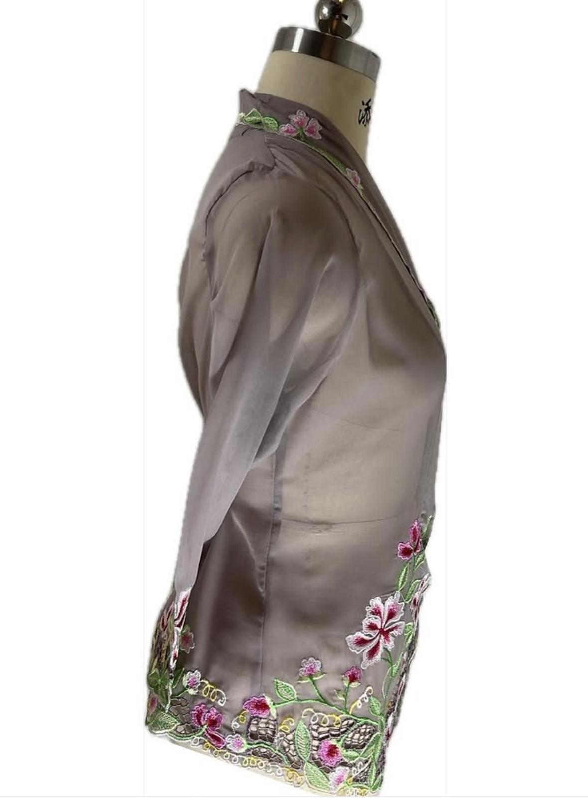 Standard Peranakan Top SPT-S-GRAY-A6002