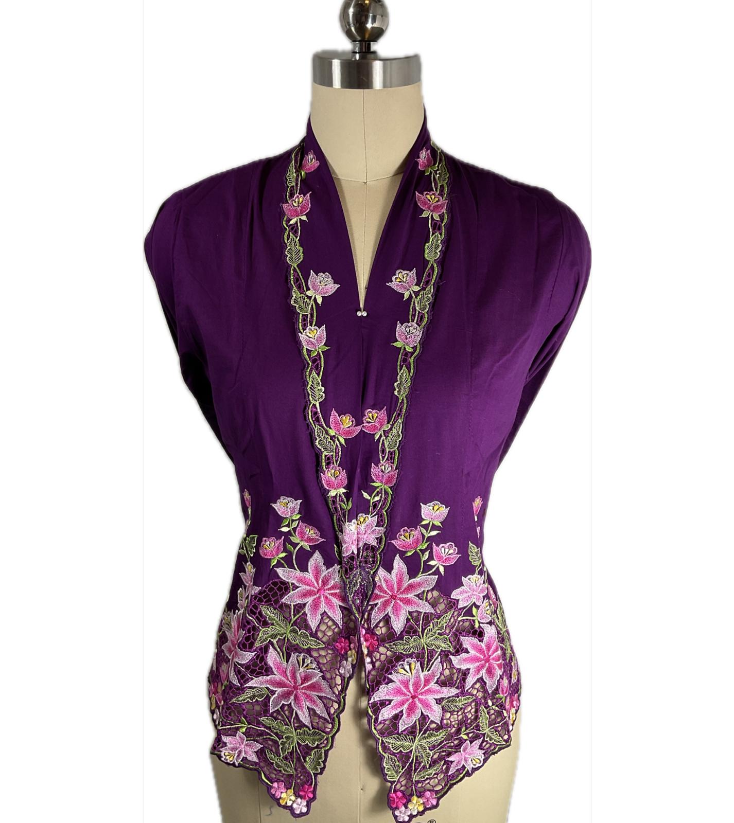 Standard Peranakan Top SPT-S-PURPLE-A6015