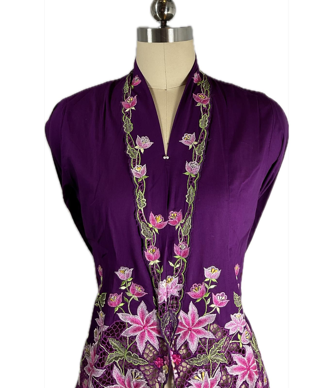 Standard Peranakan Top SPT-S-PURPLE-A6012