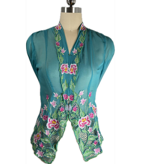 Standard Peranakan Top SPT-S-TURQUOISE-A6016