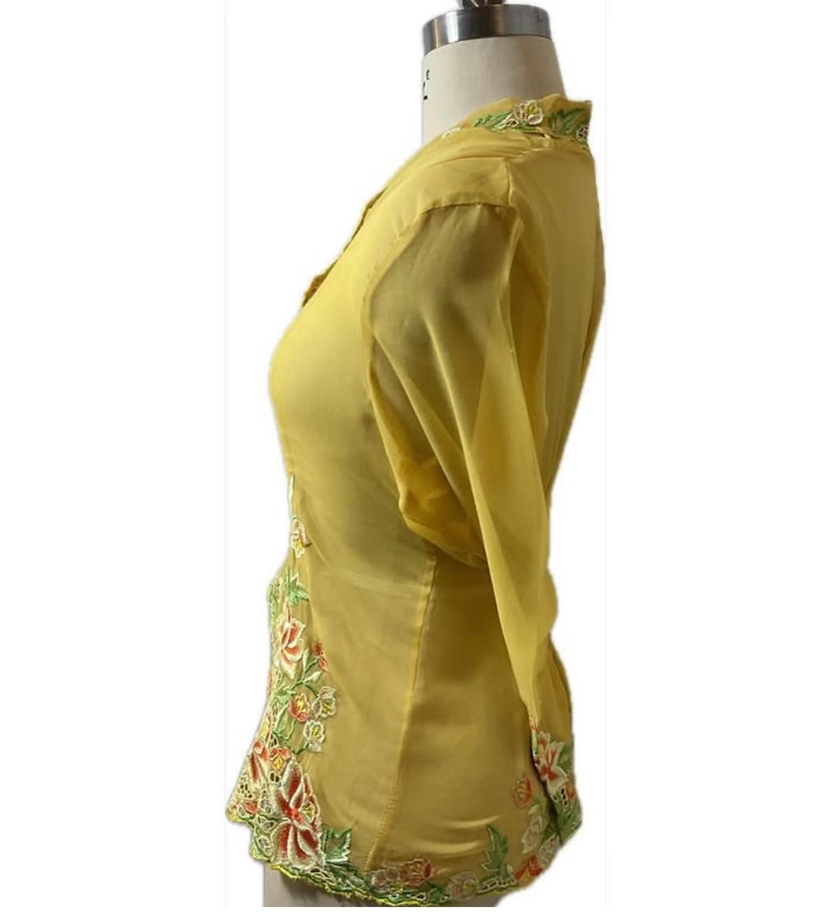 Standard Peranakan Top SPT-M-YELLOW-A66008