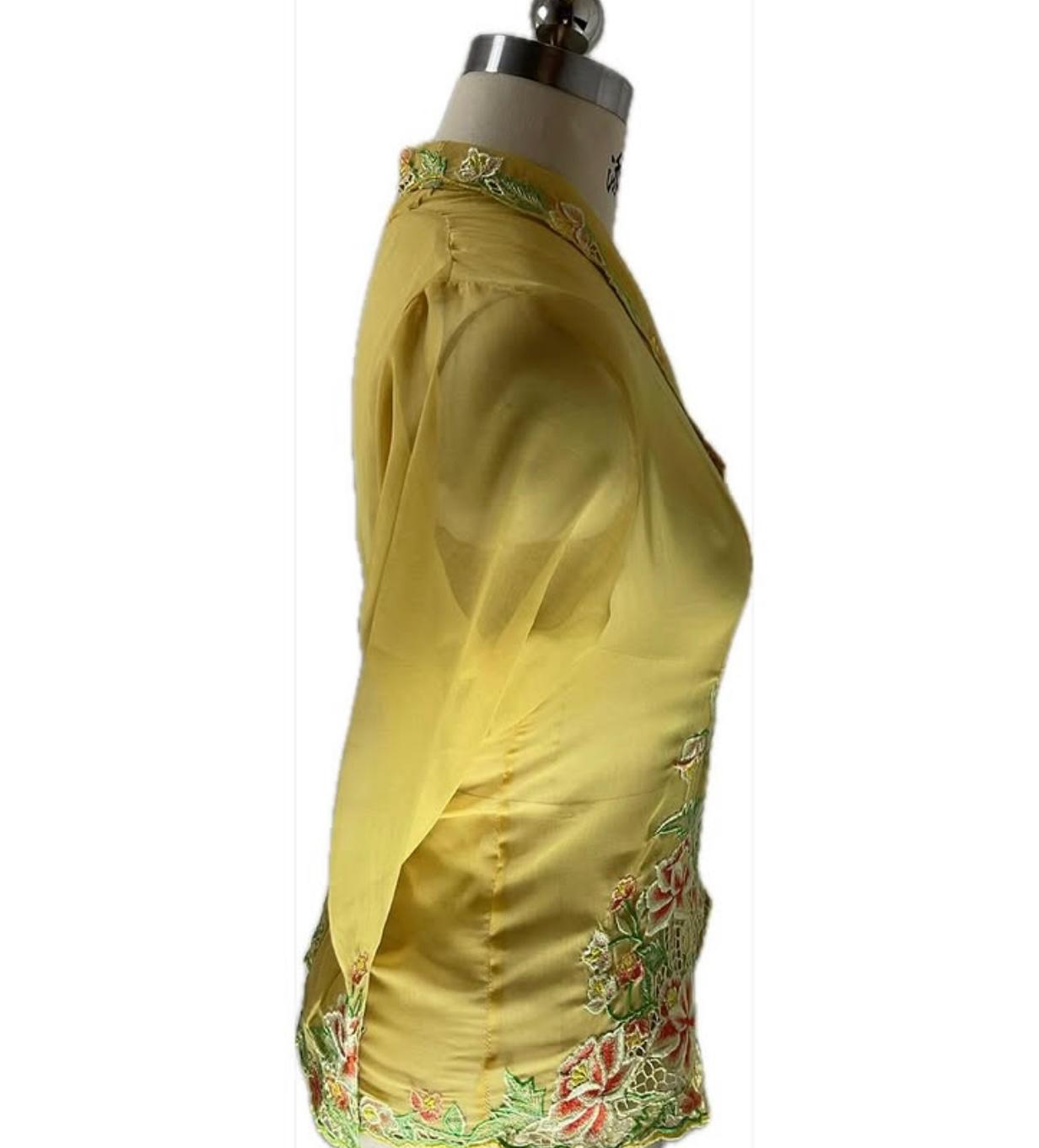 Standard Peranakan Top SPT-M-YELLOW-A66008