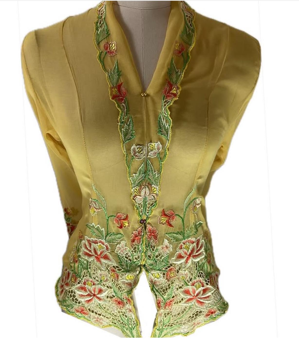 Standard Peranakan Top SPT-M-YELLOW-A66008
