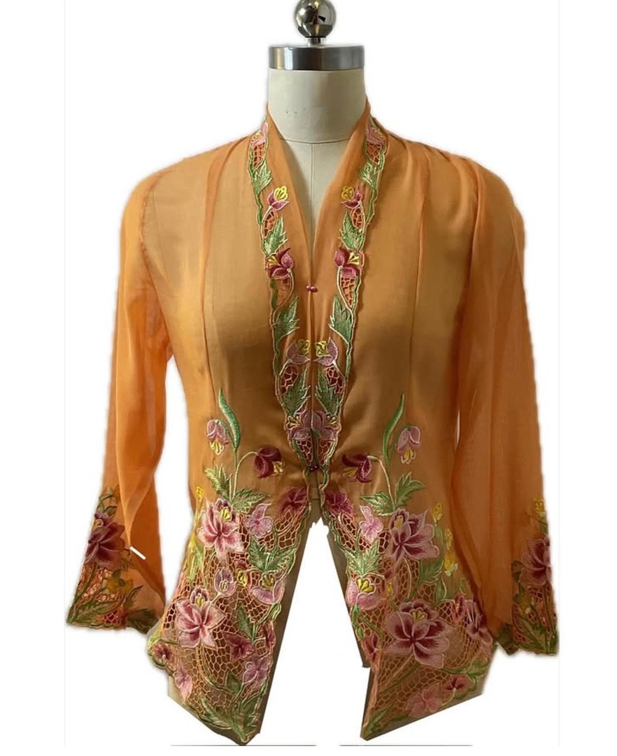 Standard Peranakan Top SPT-M-ORANGE-A66006