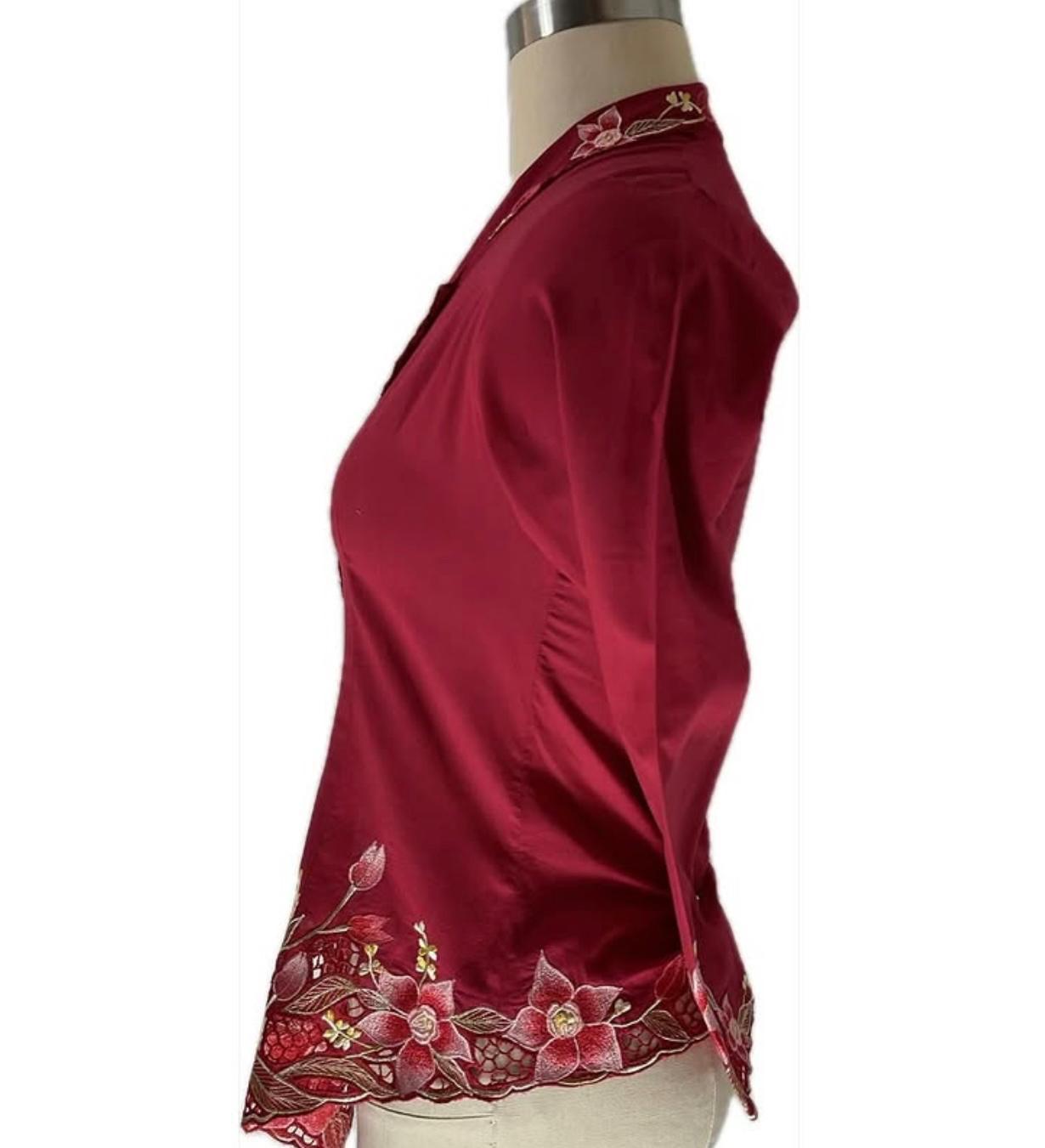 Standard Peranakan Top SPT-M-RED-A66007