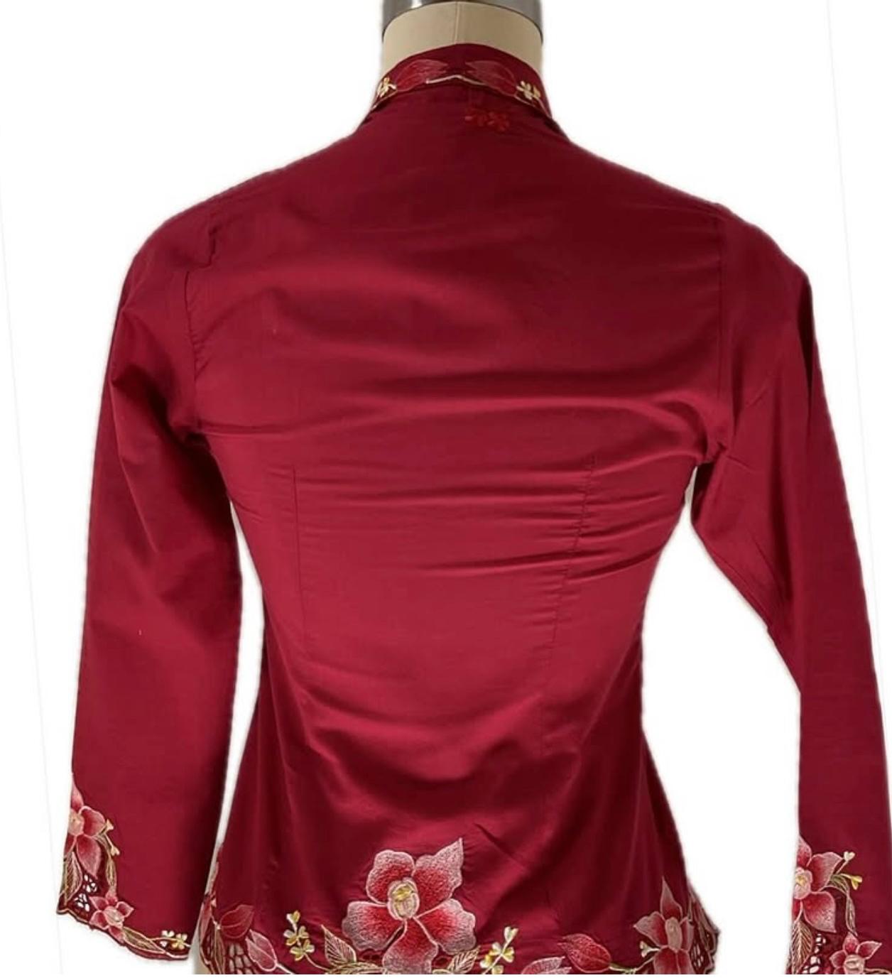 Standard Peranakan Top SPT-M-RED-A66007