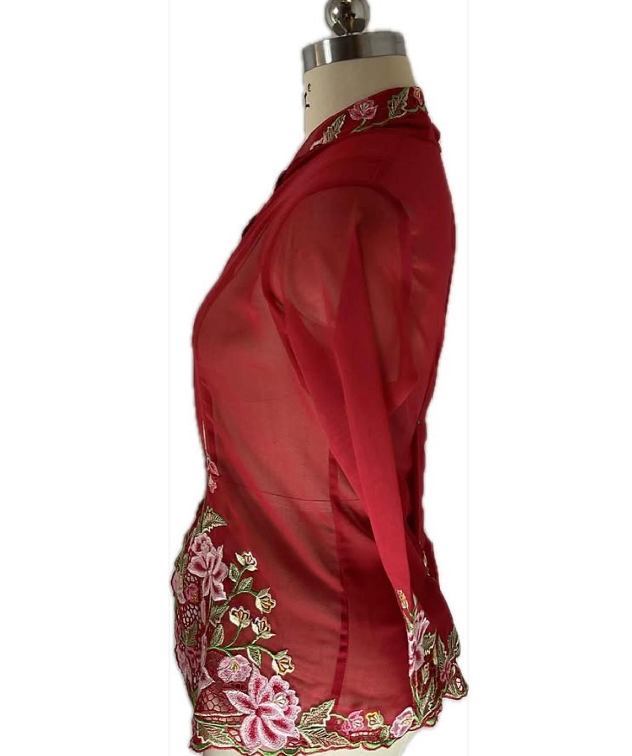 Standard Peranakan Top SPT-M-RED-A66009