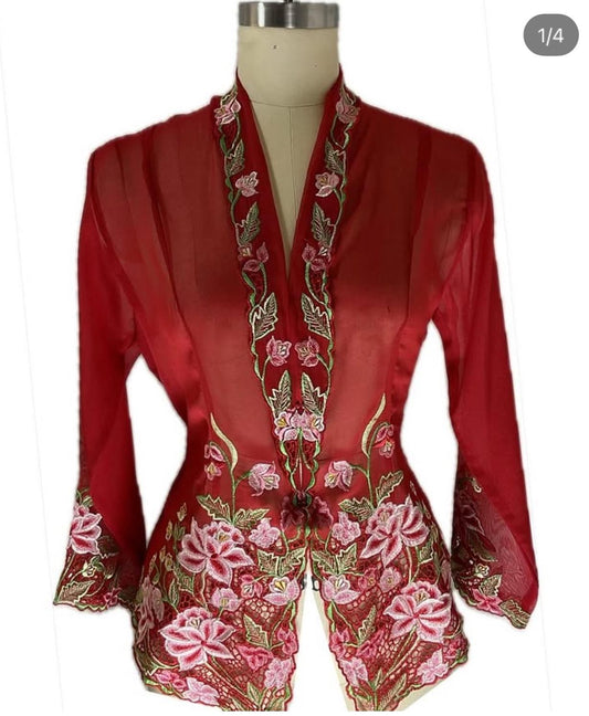Standard Peranakan Top SPT-M-RED-A66009