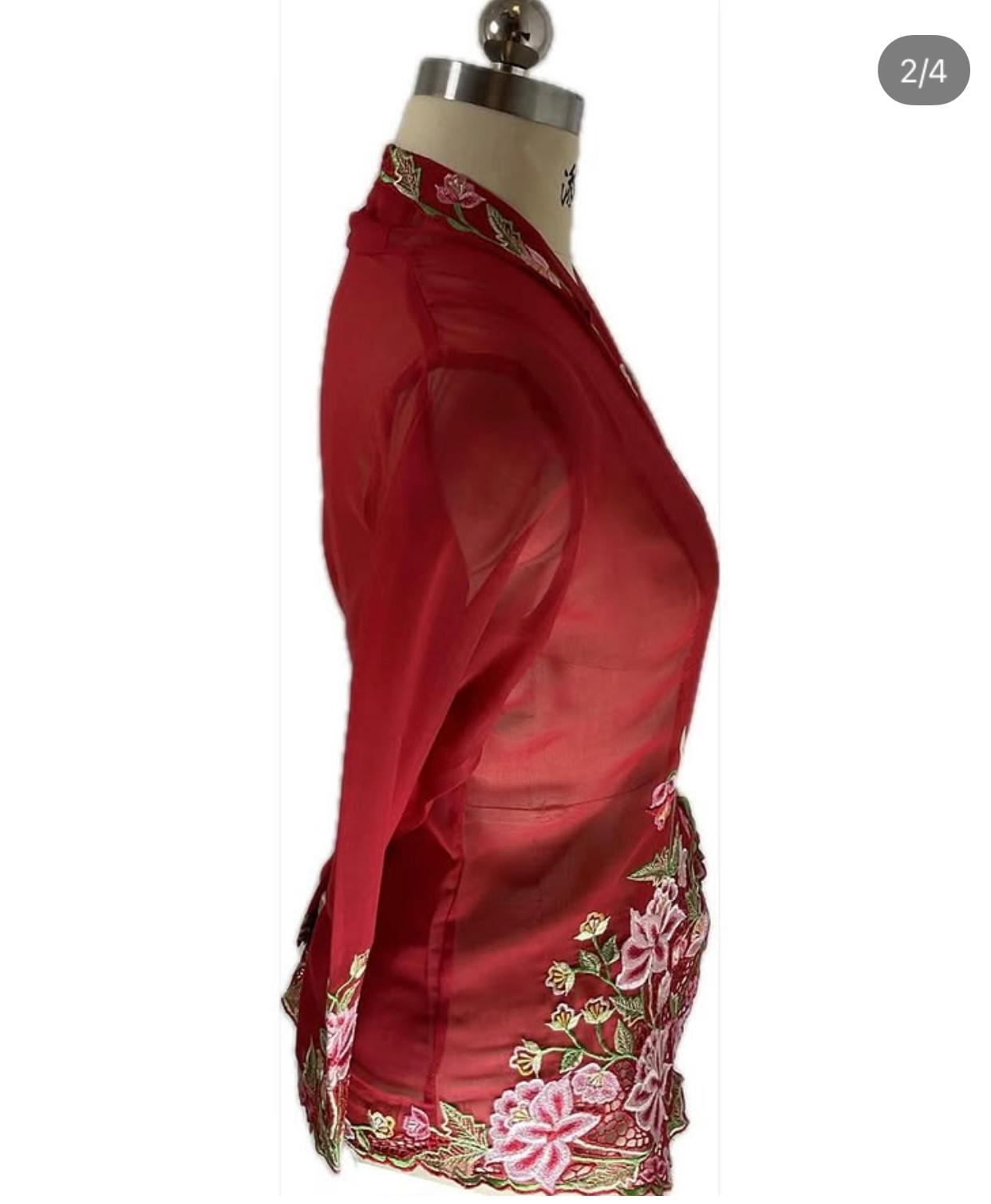 Standard Peranakan Top SPT-M-RED-A66009