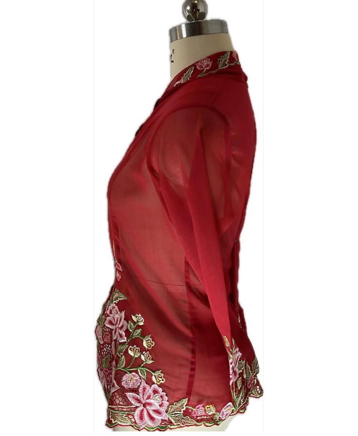 Standard Peranakan Top SPT-M-RED-A66009