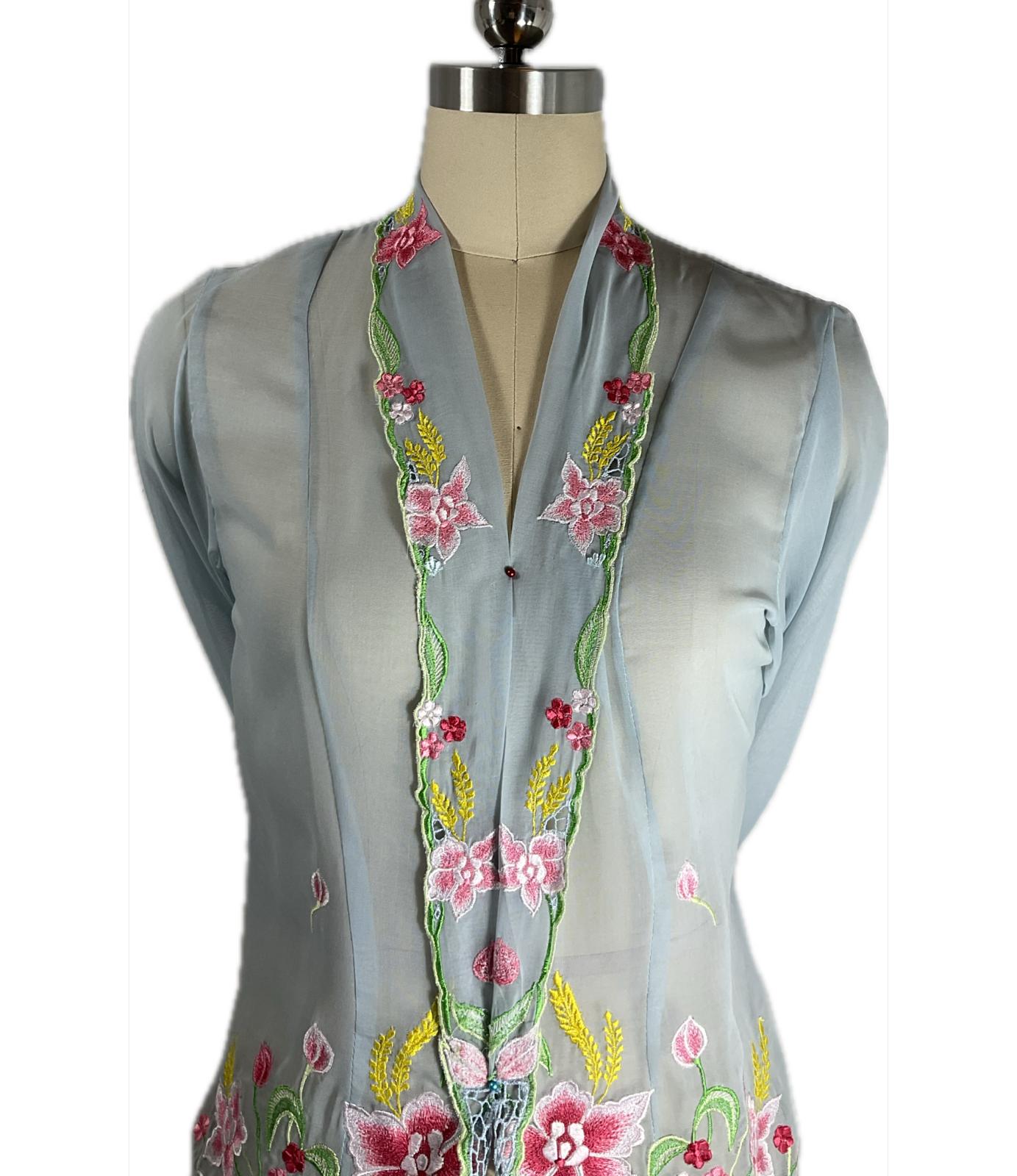 Standard Peranakan Top SPT-L-BLUE-A666003