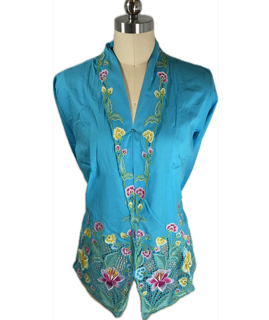 Standard Peranakan Top SPT-XXL-BLUE-A66666003