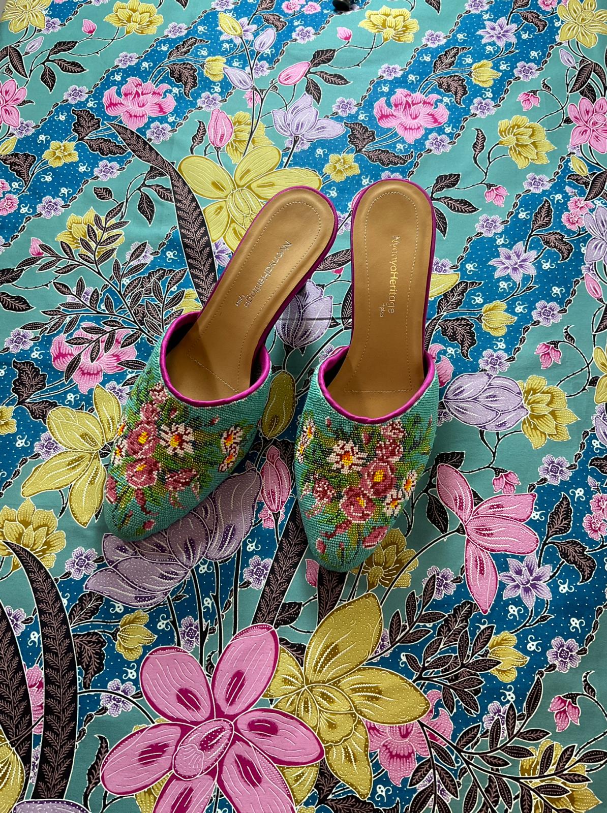 Premium Beaded Shoes PBS-8-TURQUOISE-E6001