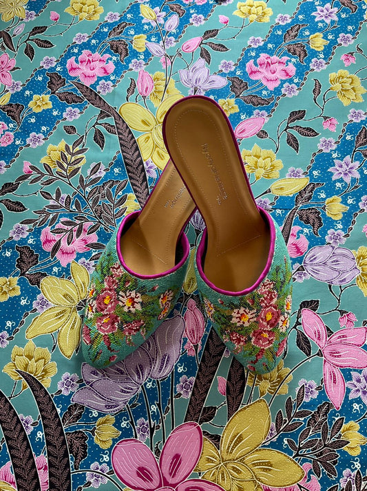 Premium Beaded Shoes PBS-8-TURQUOISE-E6001