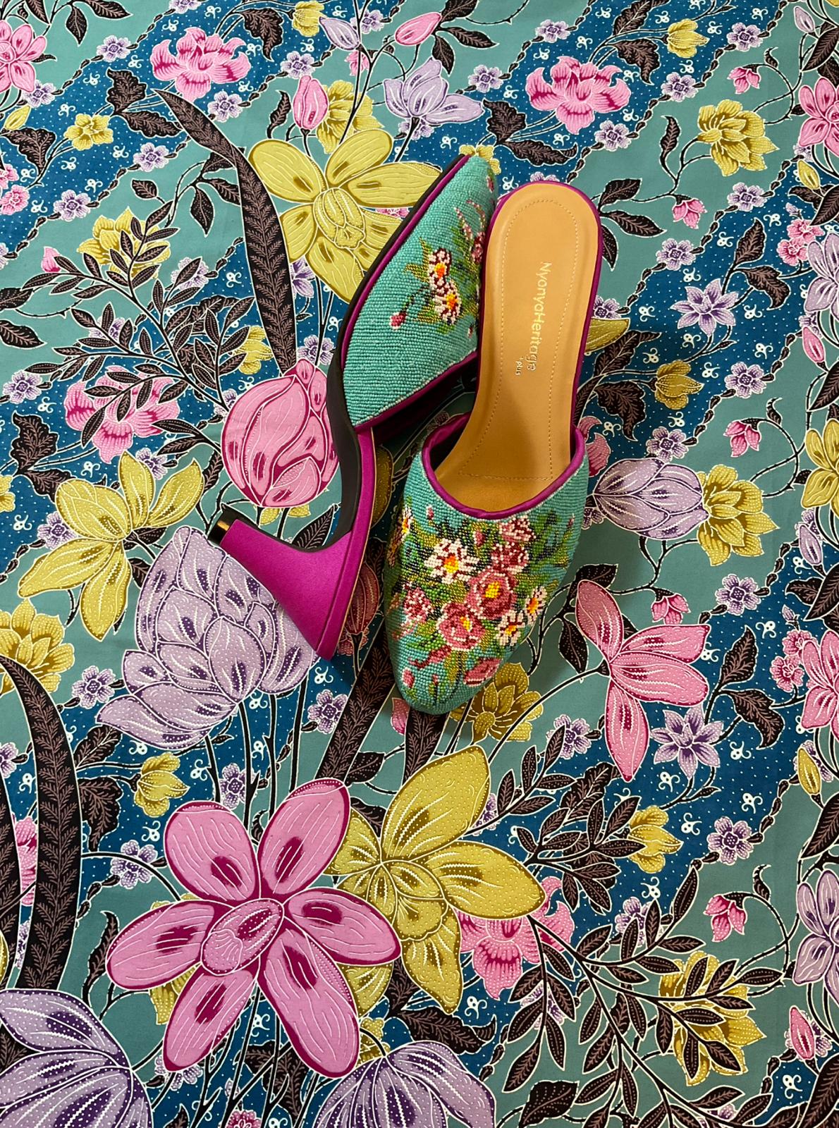 Premium Beaded Shoes PBS-8-TURQUOISE-E6001
