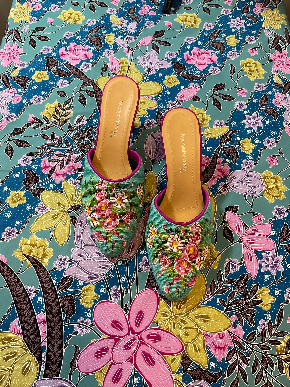 Premium Beaded Shoes PBS-8-TURQUOISE-E6001