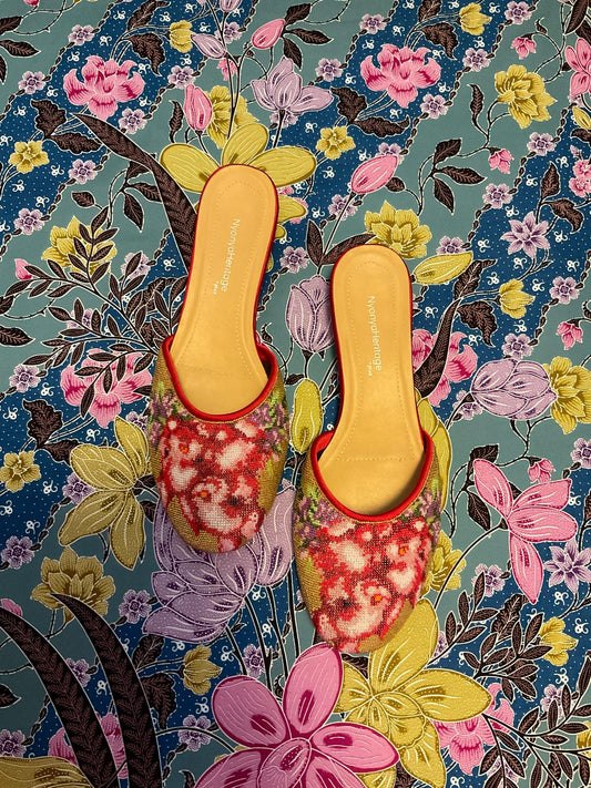 Premium Beaded Shoes PBS-8-RED-E6002