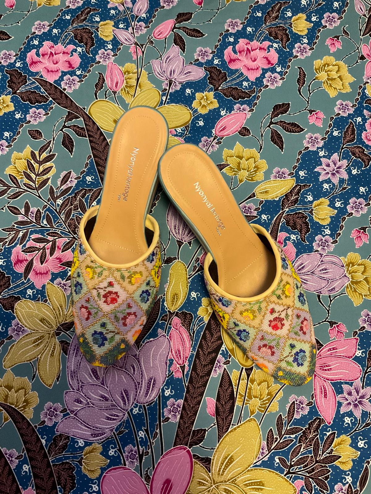 Premium Beaded Shoes PBS-6-YELLOW-E6005