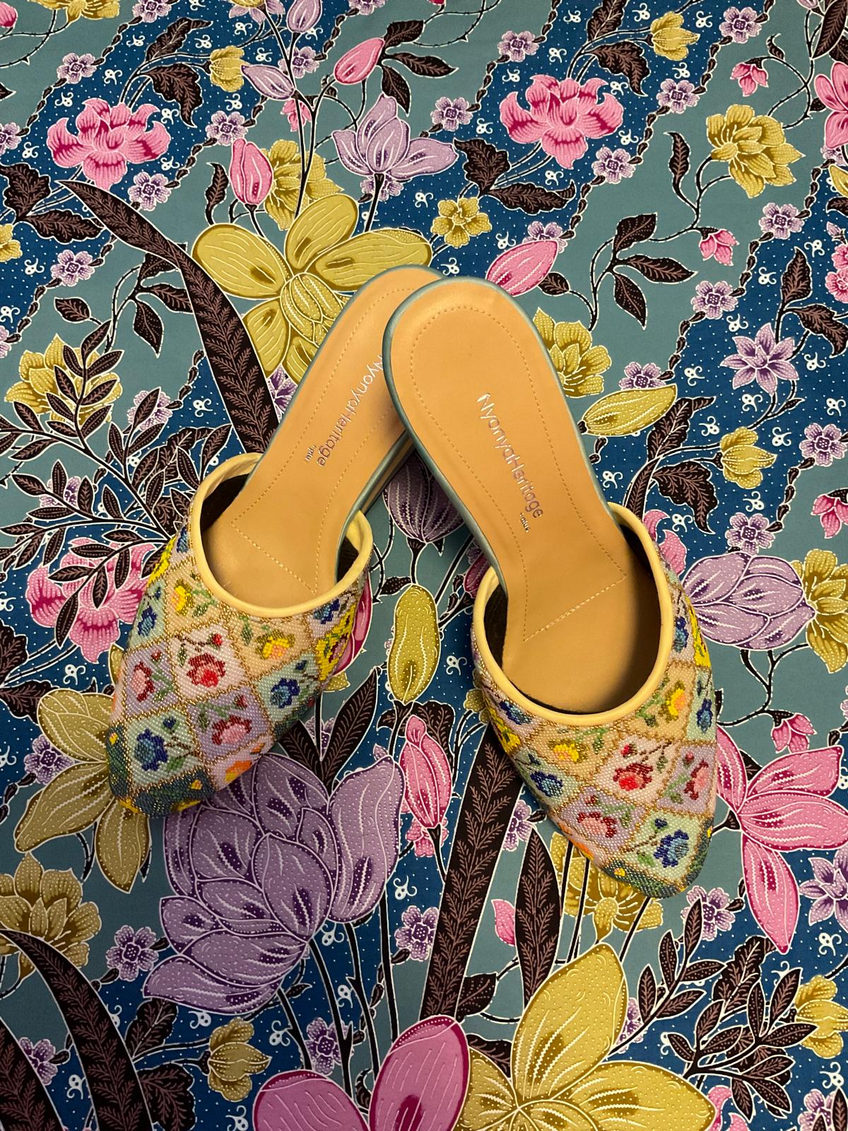 Premium Beaded Shoes PBS-6-YELLOW-E6005