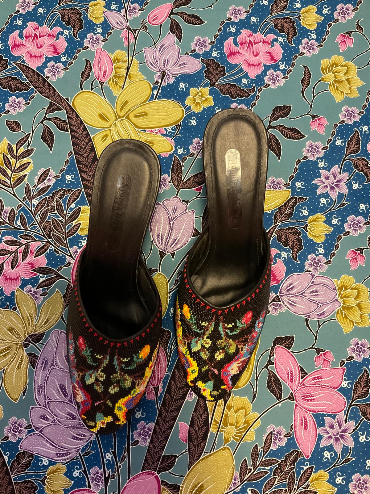 Premium Beaded Shoes PBS-6-BLACK-E6008