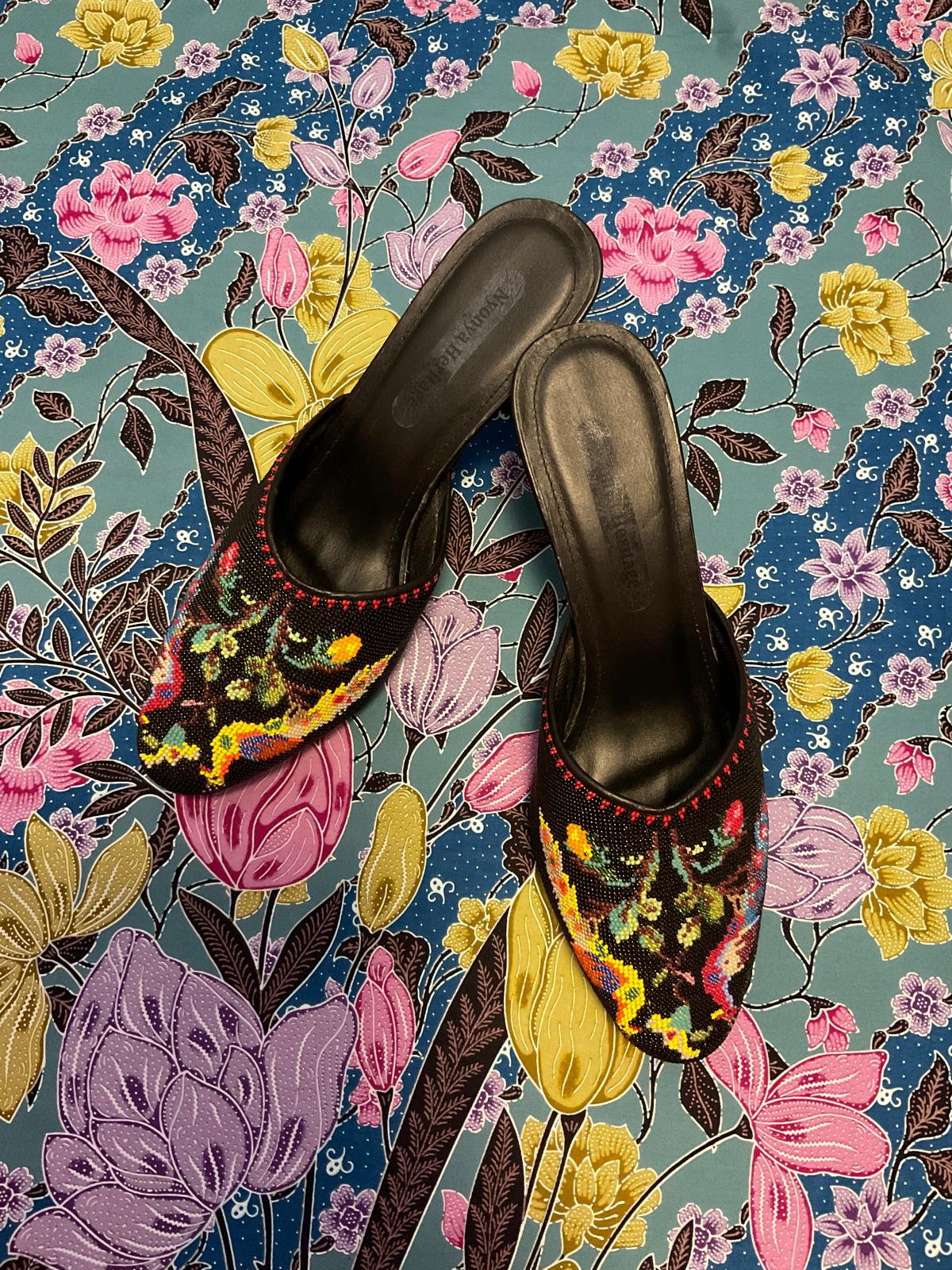 Premium Beaded Shoes PBS-6-BLACK-E6008