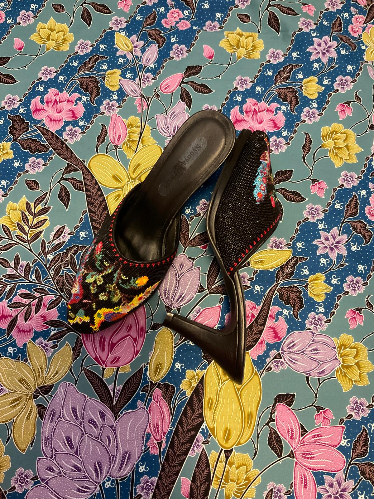 Premium Beaded Shoes PBS-6-BLACK-E6008