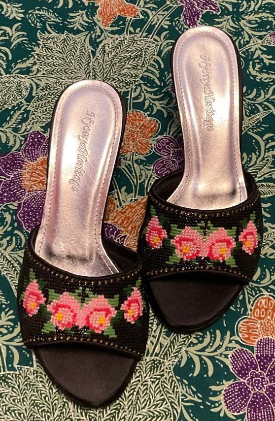 Standard Beaded Shoes SBS-4-BLACK-D6019