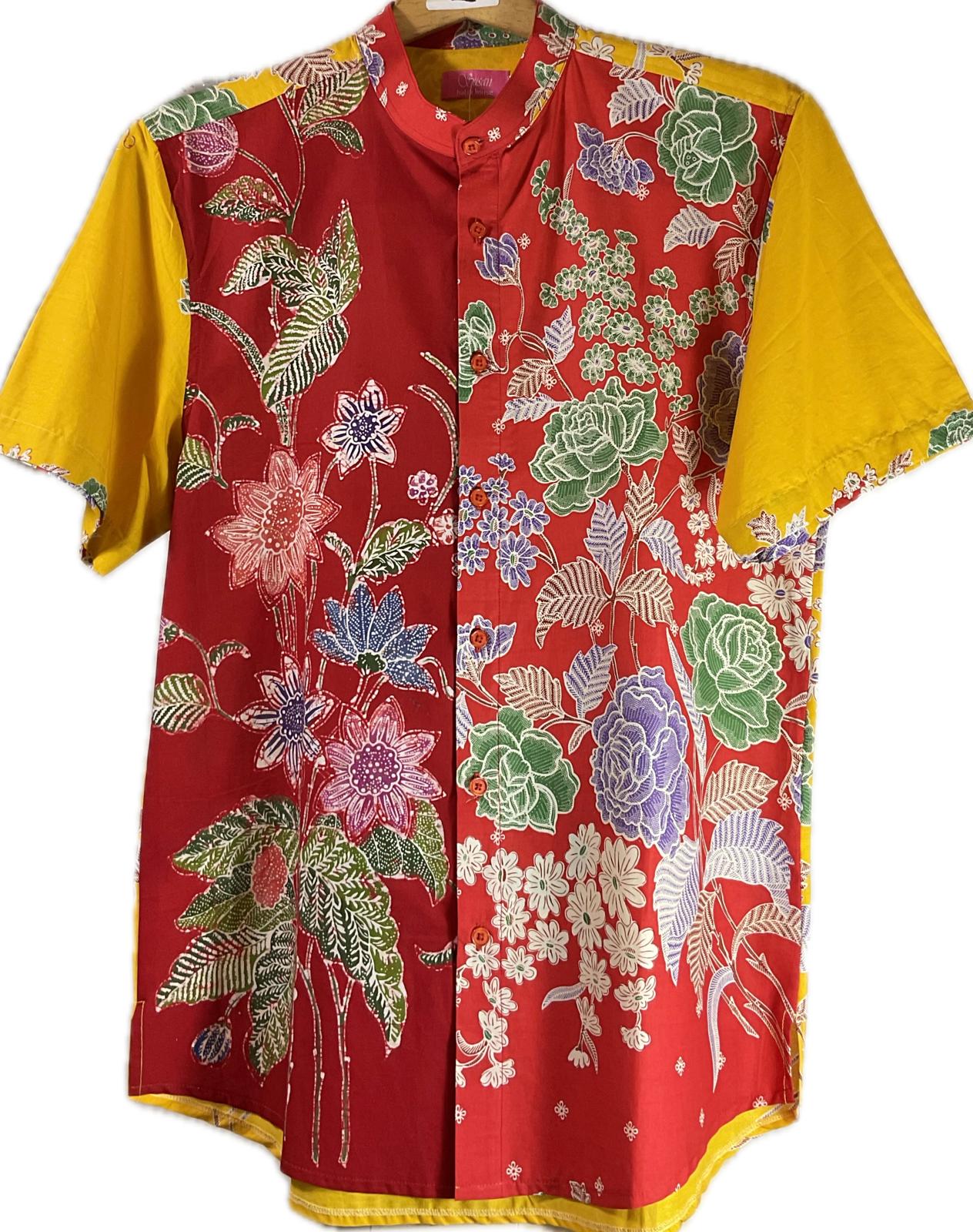 Mens Batik Top MBT-L-RED-22002