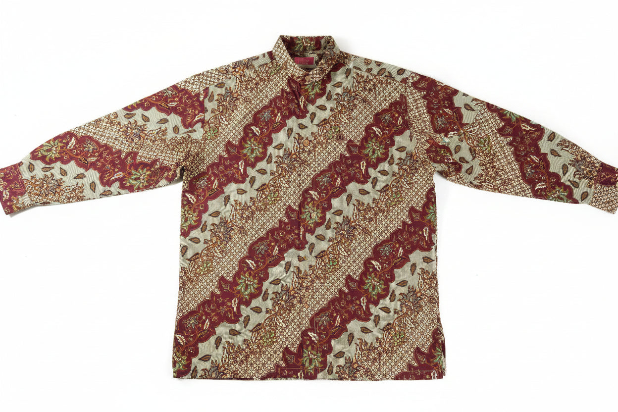 Mens Batik Top Long Sleeve MBT-XL-BROWN-A222003