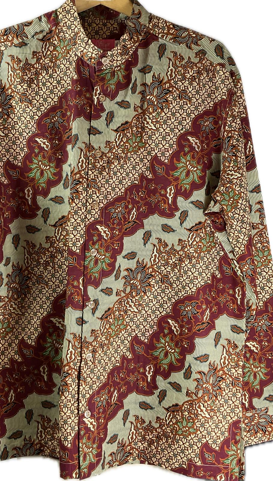 Mens Batik Top Long Sleeve MBT-XL-BROWN-A222003