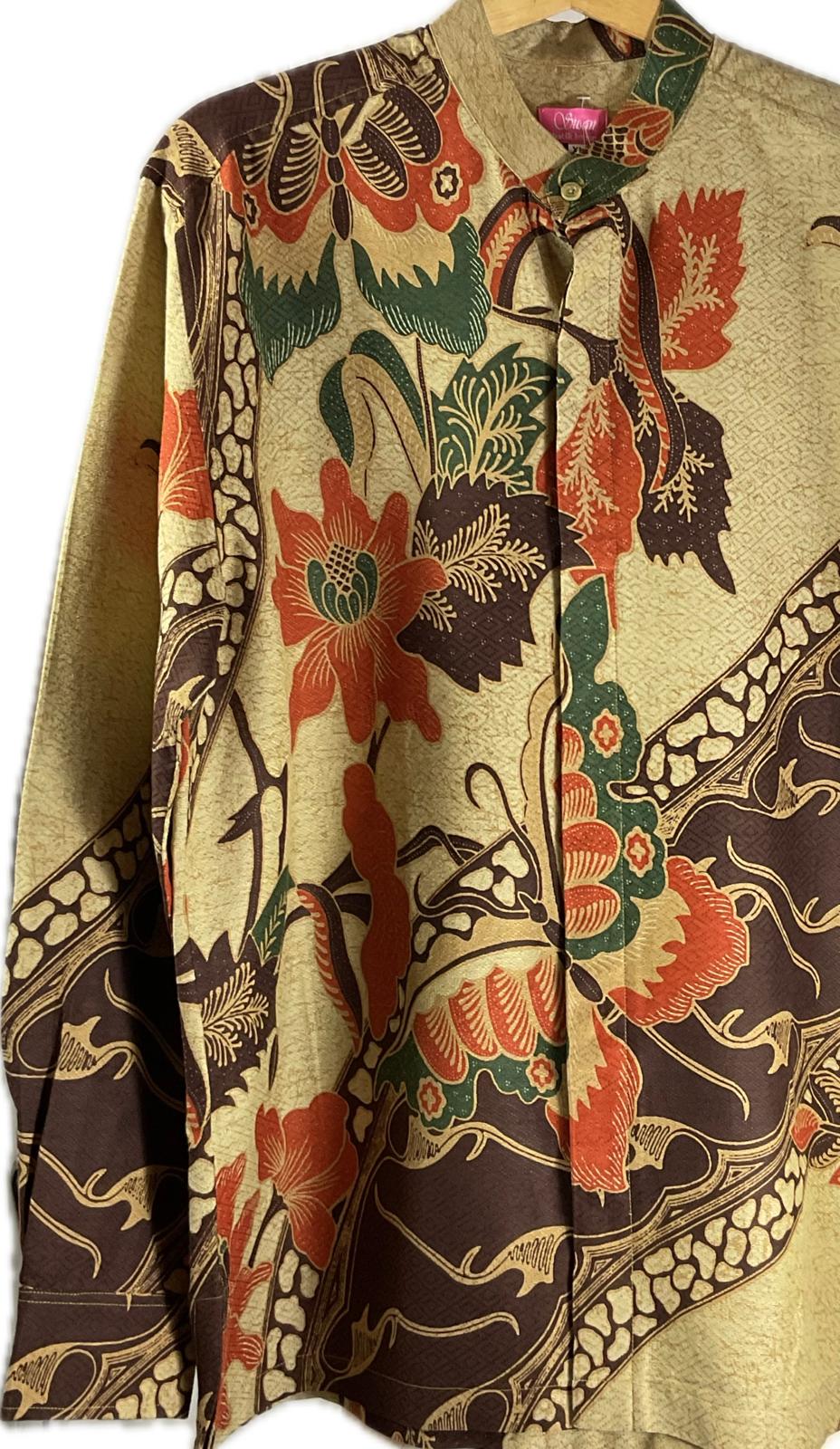 Mens Batik Top Long Sleeve MBT-XL-BROWN-A222004