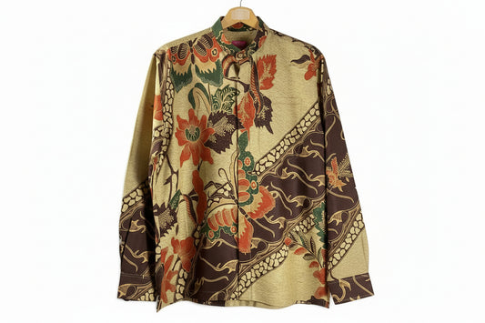 Mens Batik Top Long Sleeve MBT-XL-BROWN-A222004