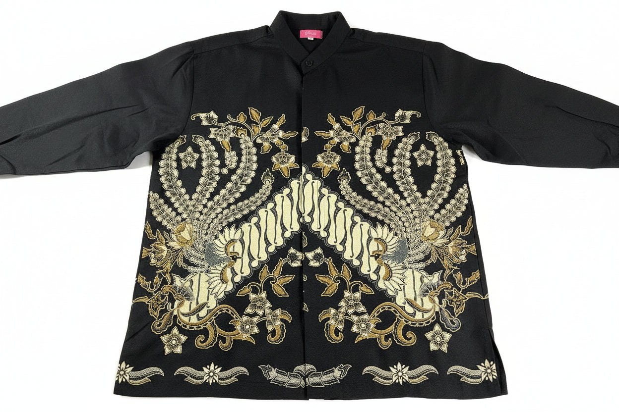 Mens Batik Top Long Sleeve MBT-XXL-BLACK-A2222001