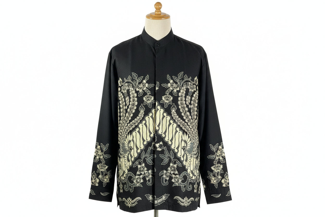 Mens Batik Top Long Sleeve MBT-XXL-BLACK-A2222001