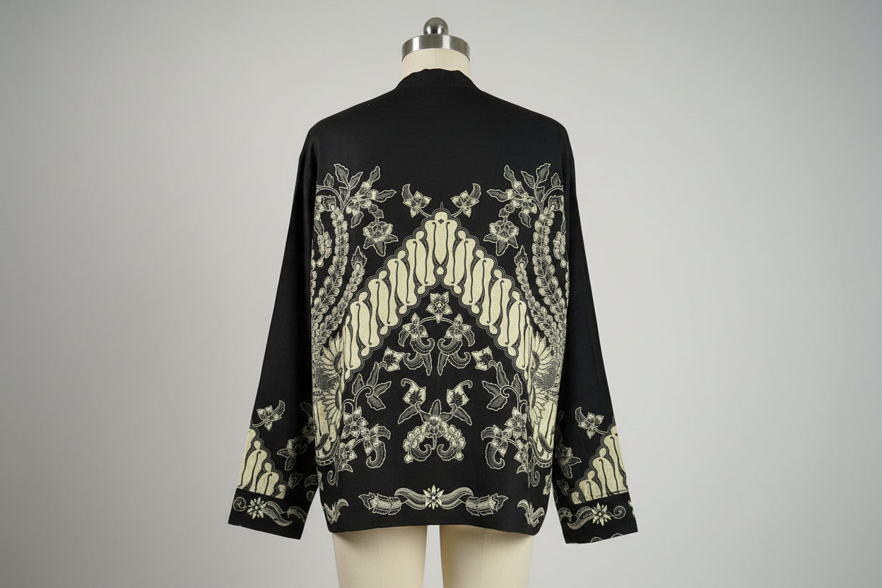 Mens Batik Top Long Sleeve MBT-XXL-BLACK-A2222001