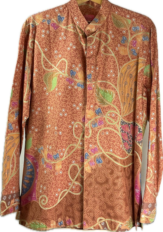 Mens Batik Top Long Sleeve MBT-L-ORANGE-A22001