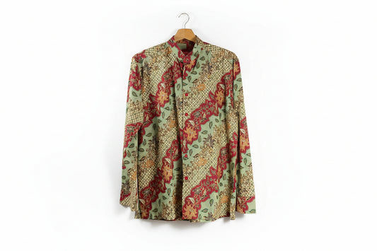 Mens Batik Top Long Sleeve MBT-L-RED-A22002
