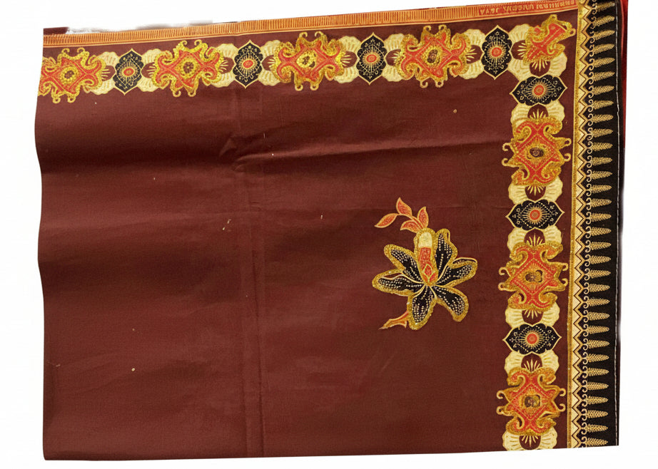 Hand Draw Batik Fabric HDBF-2M-MAROON-8001