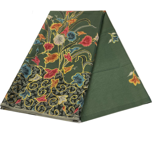 Hand Draw Batik Fabric HDBF-2M-GREEN-8005
