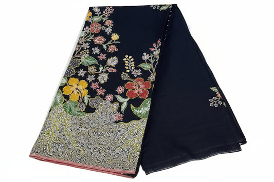 Hand Draw Batik Fabric HDBF-2M-BLACK-8002