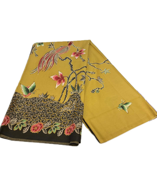 Hand Draw Batik Fabric HDBF-2M-YELLOW-8003