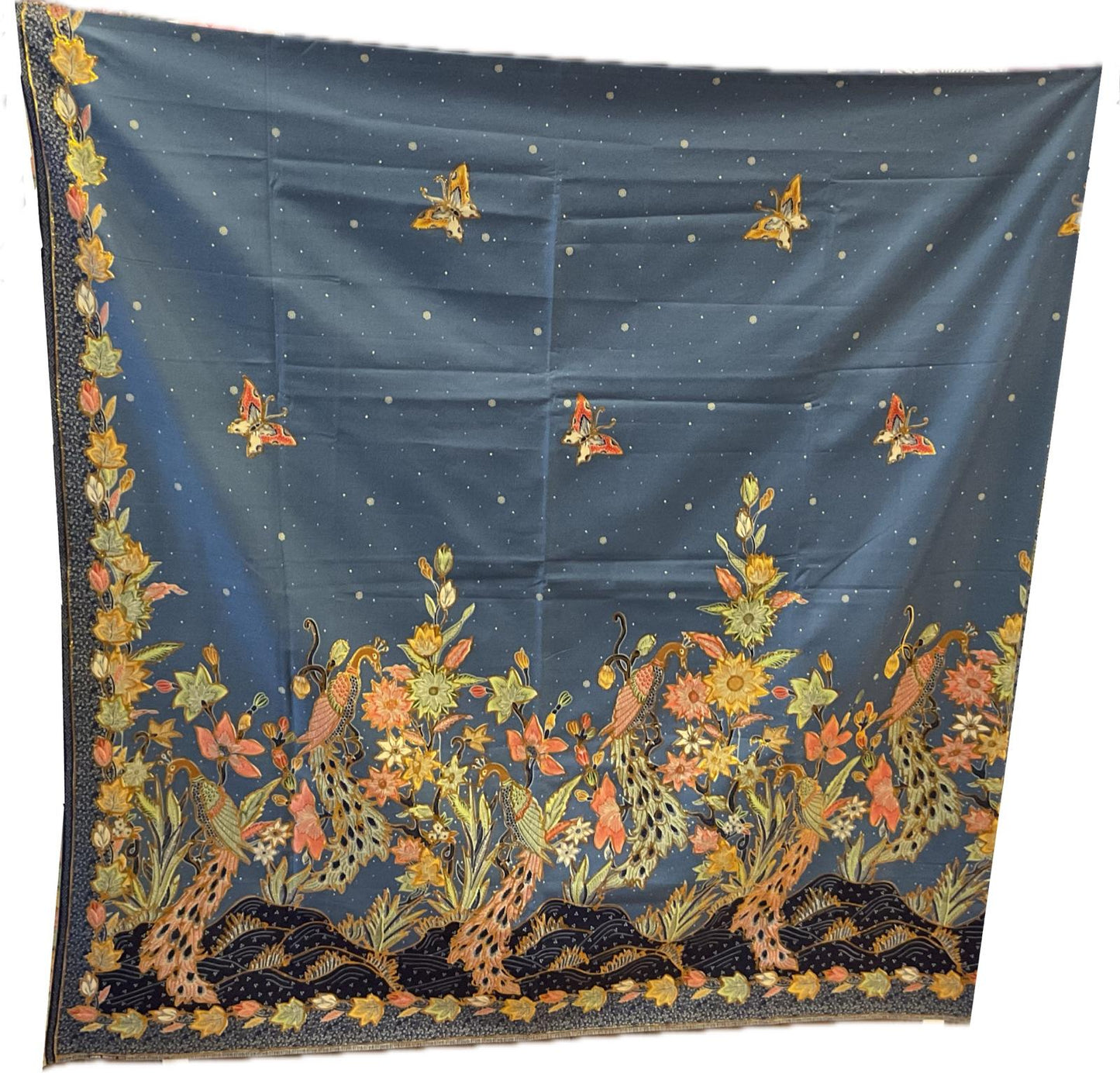 Hand Draw Batik Fabric HDBF-2M-BLUE-8004