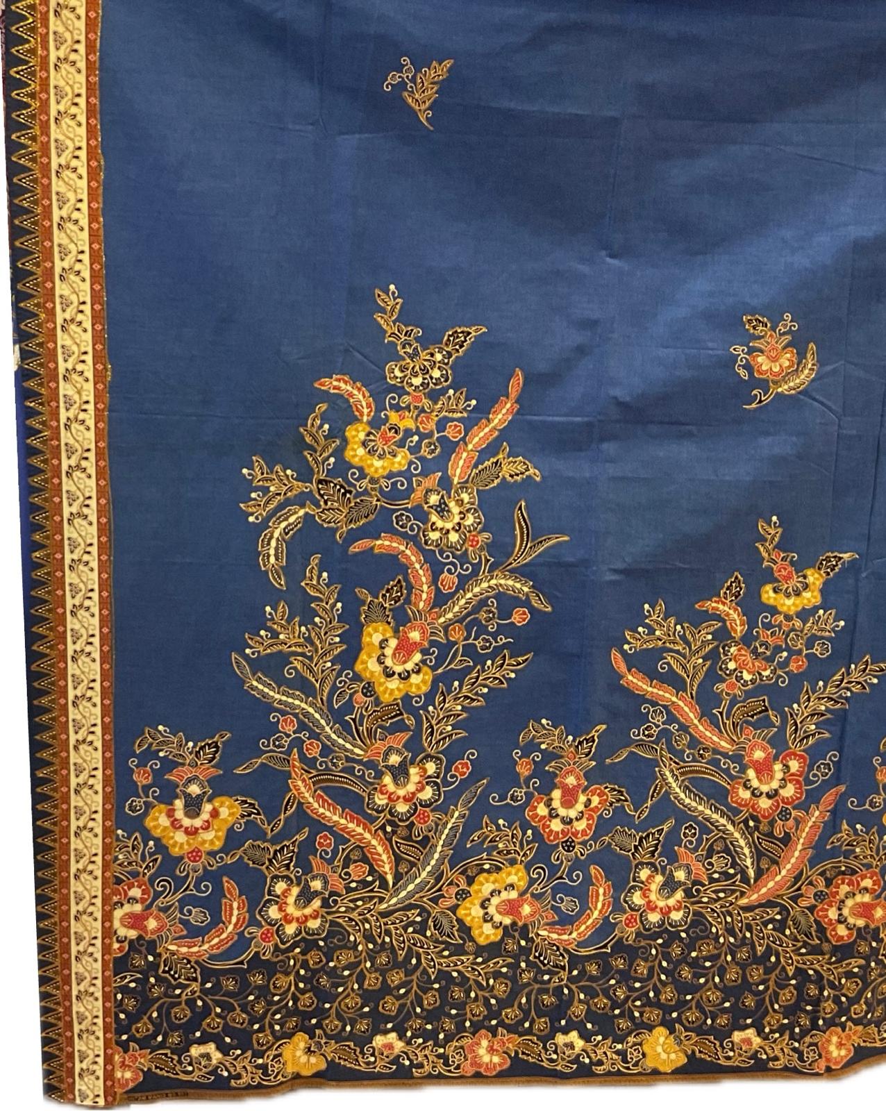 Hand Draw Batik Fabric HDBF-2M-BLUE-8009