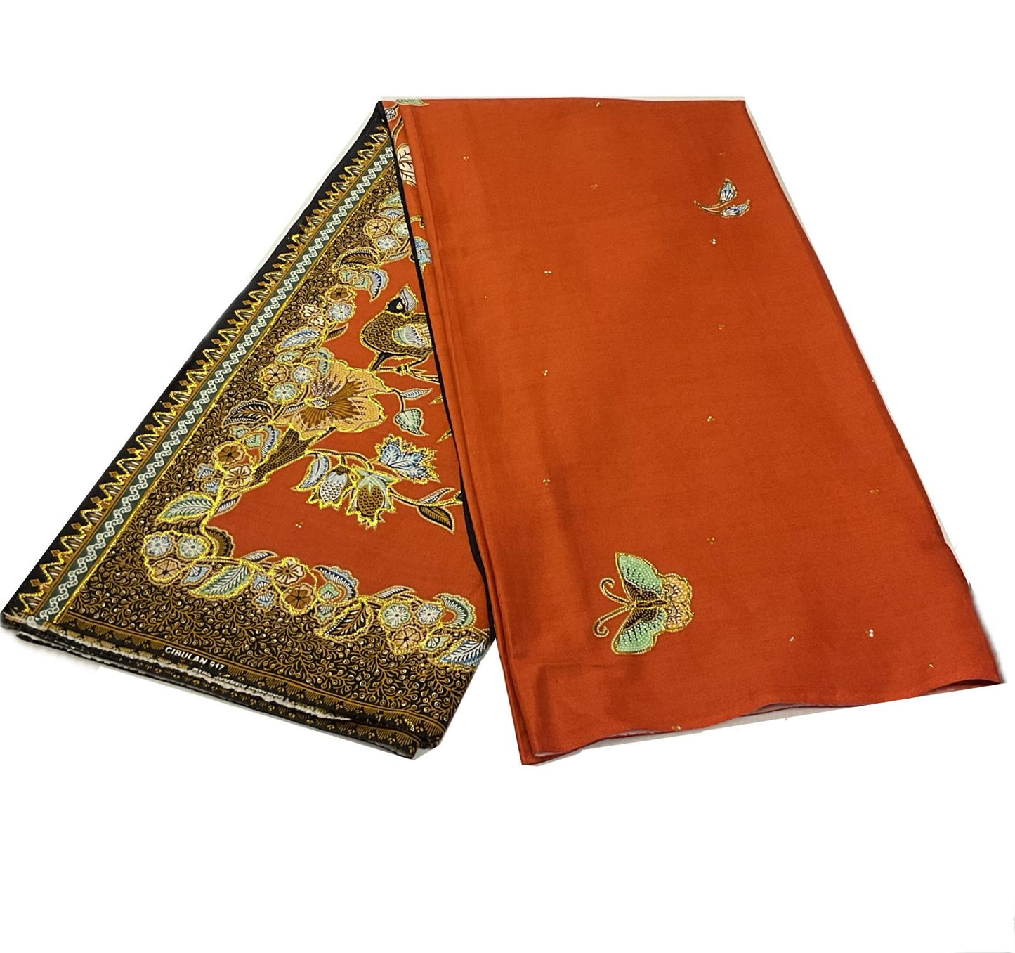 Hand Draw Batik Fabric HDBF-2M-ORANGE-8010