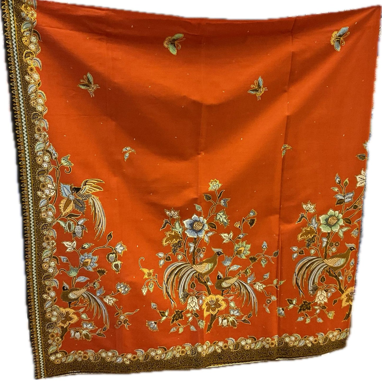 Hand Draw Batik Fabric HDBF-2M-ORANGE-8010