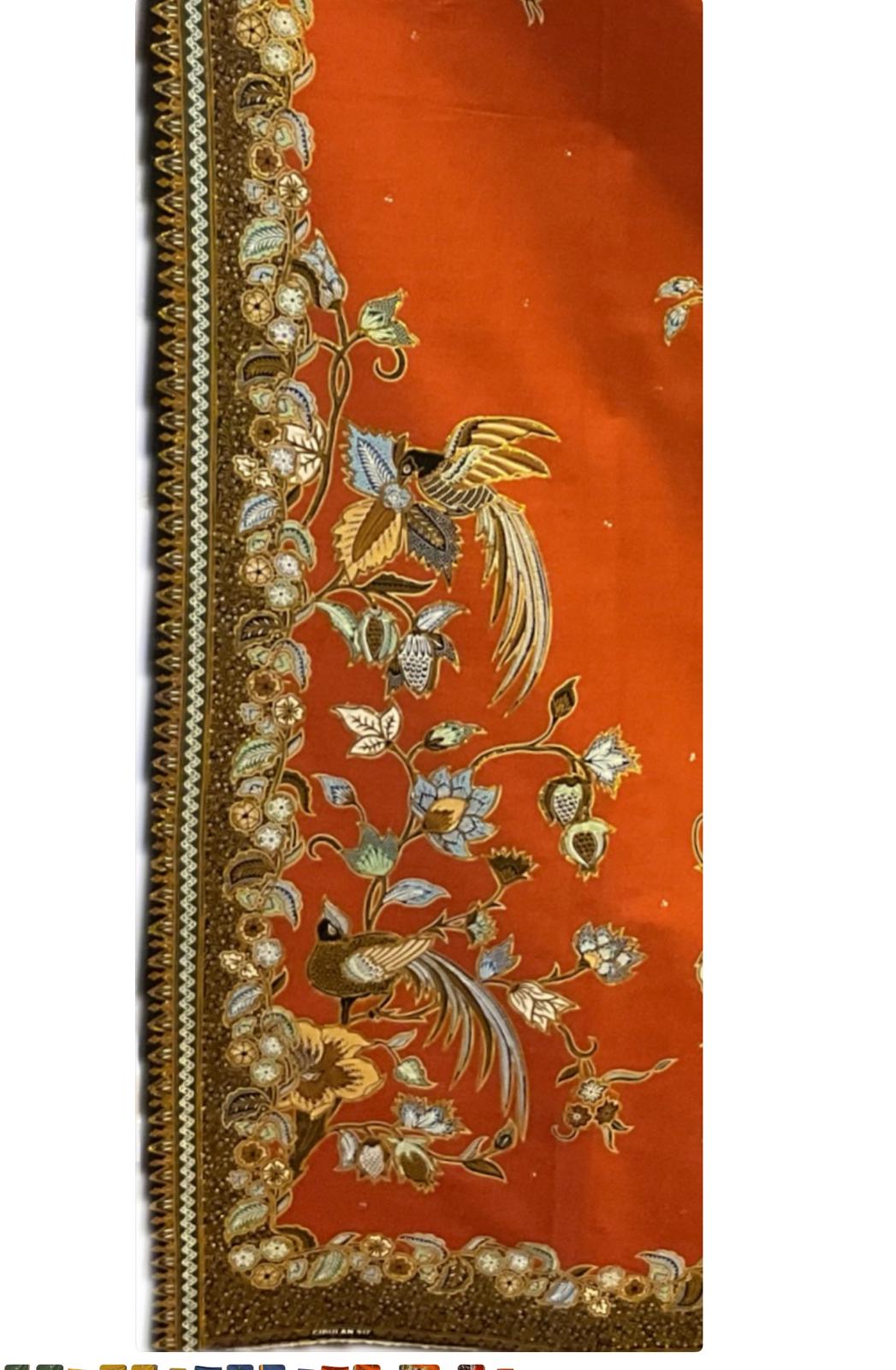 Hand Draw Batik Fabric HDBF-2M-ORANGE-8010