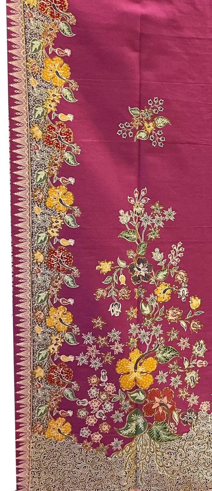Hand Draw Batik Fabric HDBF-2M-PINK-8011