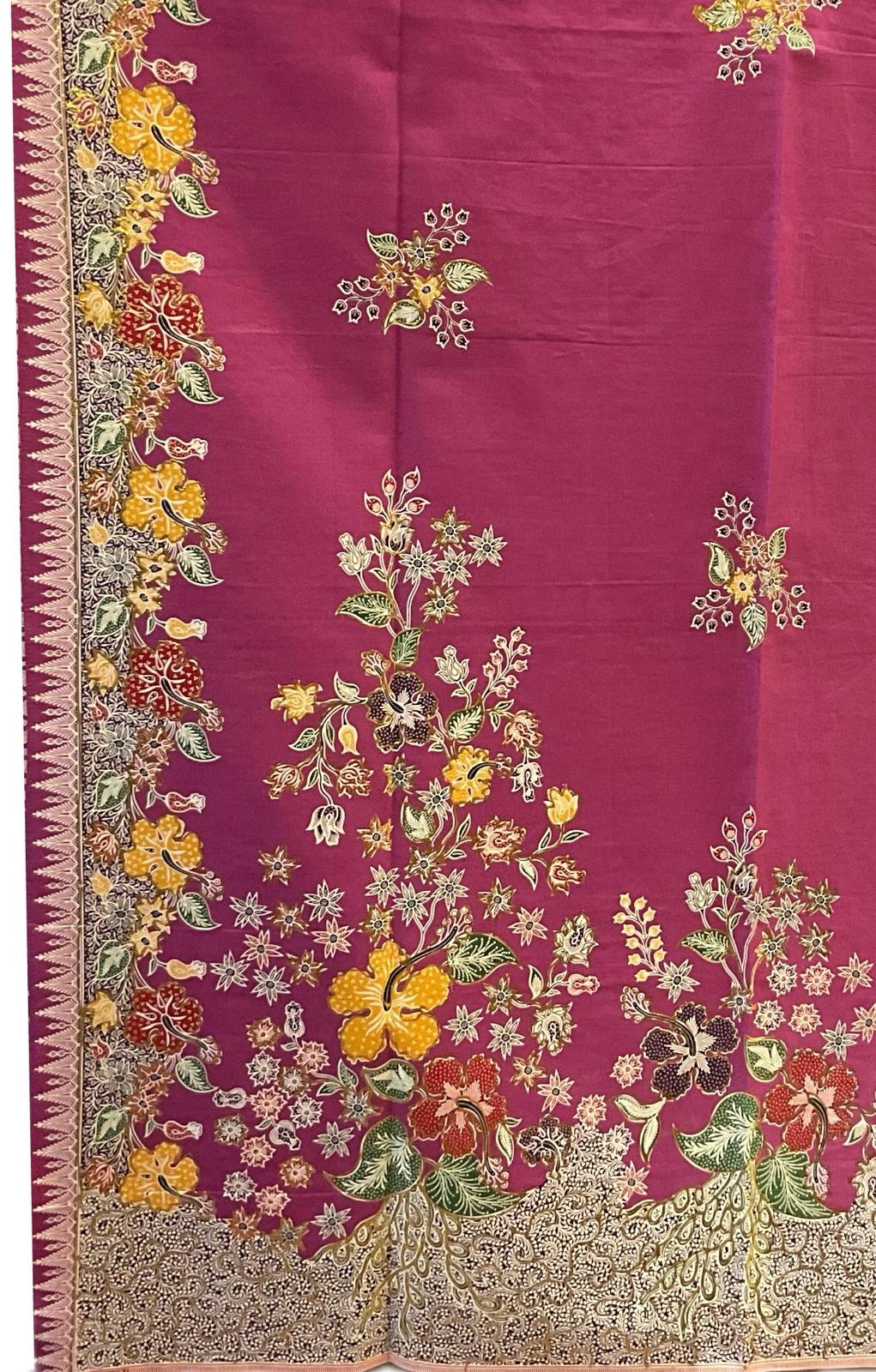 Hand Draw Batik Fabric HDBF-2M-PINK-8011